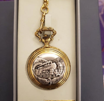Gold and Silver Train Pocket Watch 